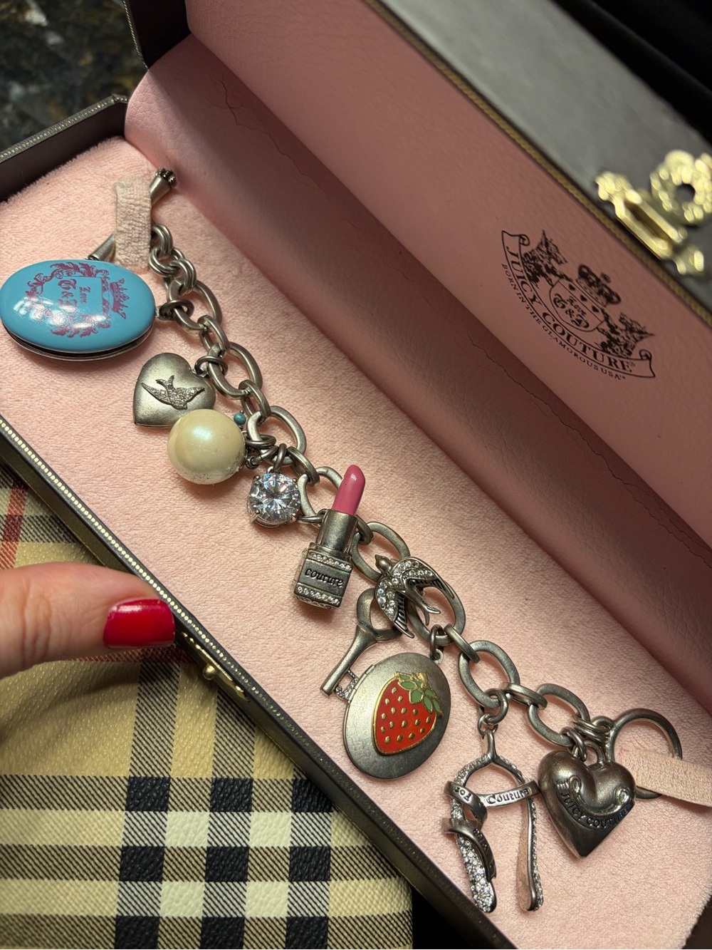 Juicy Couture Rare Y2K Charm Bracelet Limited Edition Chunky Heavy Women Silver
